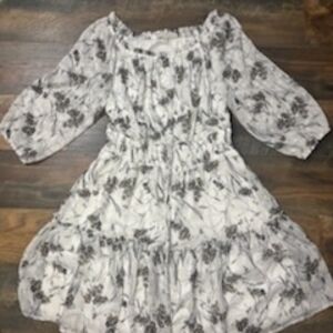 Elegant Floral White and Black Women's Dress